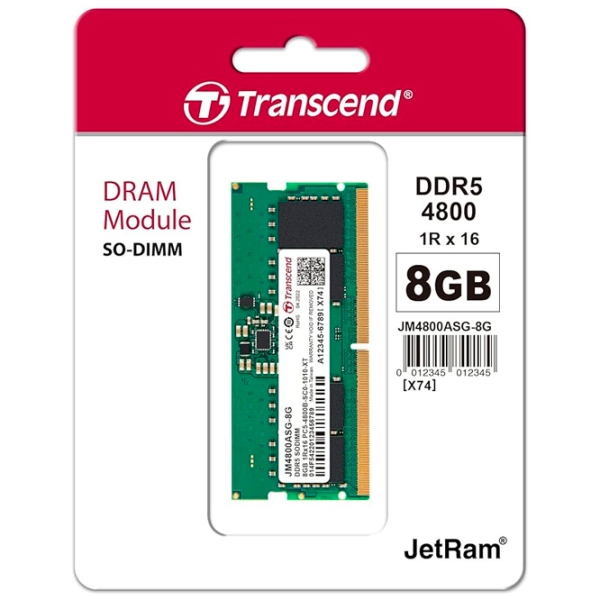 Оперативная память 8 ГБ Transcend JetRam JM4800ASG-8G SO-DIMM, DDR5, 4800 МГц photo 2