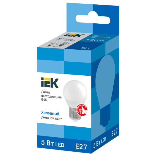 Лампочка светодиодная IEK G45 LLE-G45-5-230-65-E27 E27 | 5 Вт | White photo 2