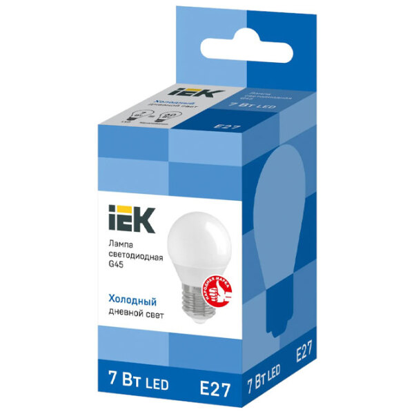 Лампочка светодиодная IEK G45 LLE-G45-7-230-65-E27 E27 | 7 Вт | White photo 2