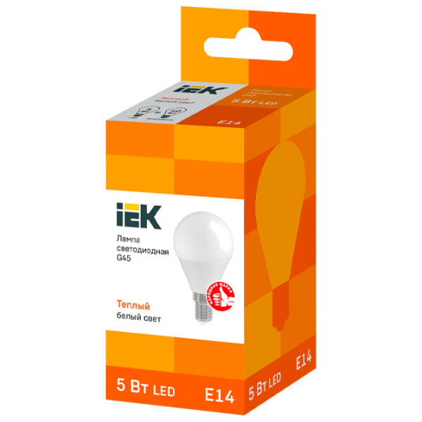 Лампочка светодиодная IEK G45 LLE-G45-5-230-30-E14 E14 | 5 Вт | Yellow photo 2