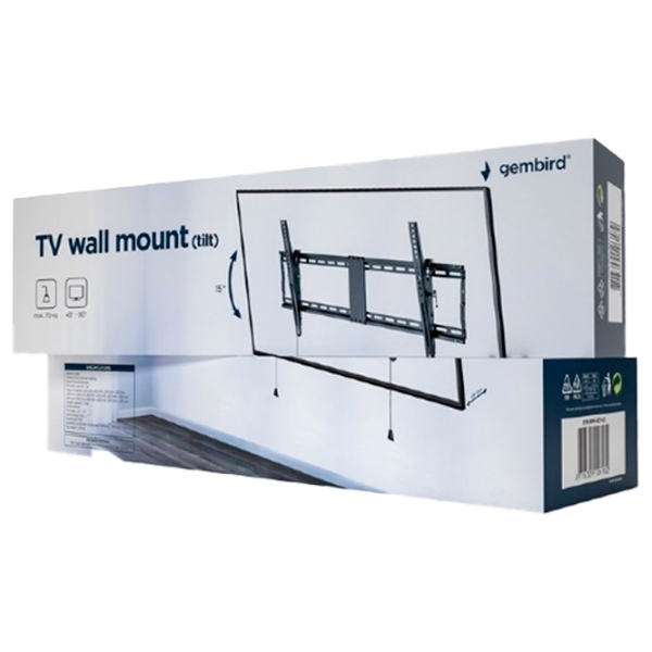 Suport TV Gembird WM-90T-01 Black VESA 800 x 400 mm photo 3