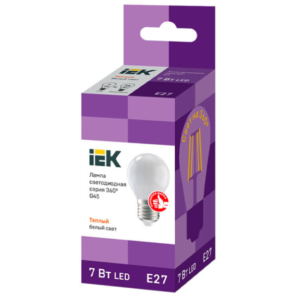 Bec LED cu filament IEK G45 LLF-G45-7-230-40-E27-FR E27 | 7 W | White photo 2
