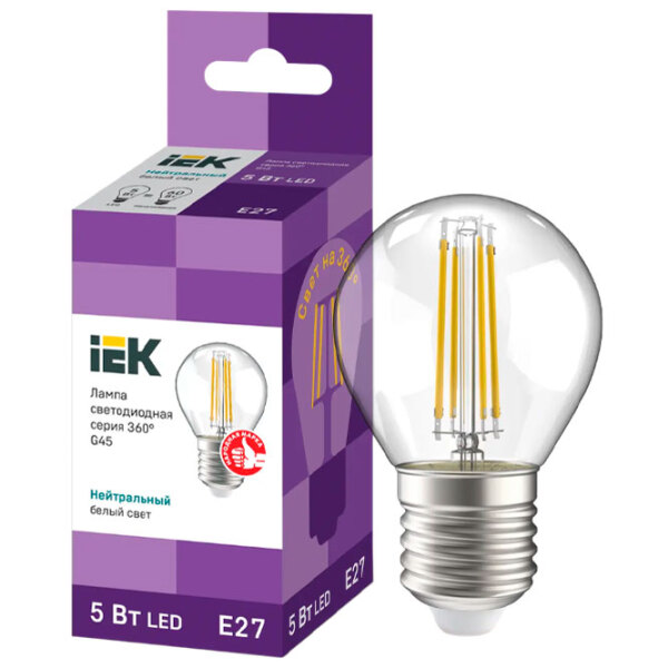 Bec LED cu filament IEK G45 LLF-G45-5-230-40-E27-CL E27 | 5 W | White photo 3