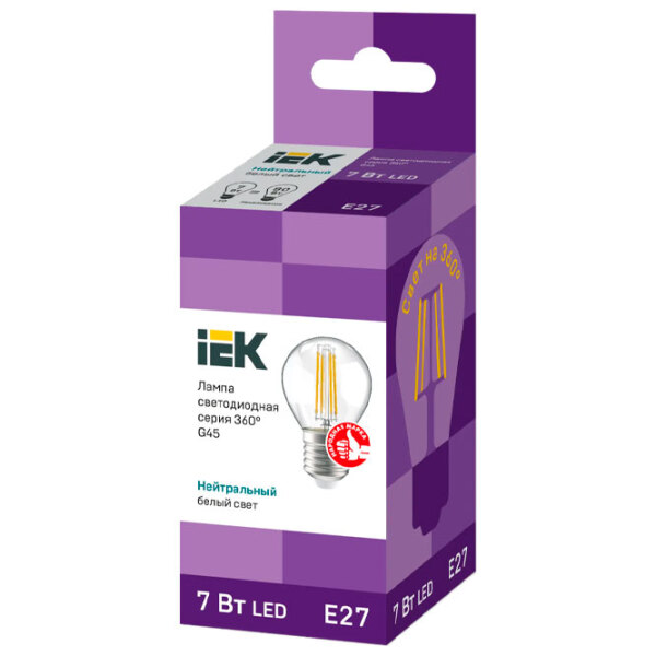Bec LED cu filament IEK G45 LLF-G45-7-230-40-E27-CL E27 | 7 W | White photo 2