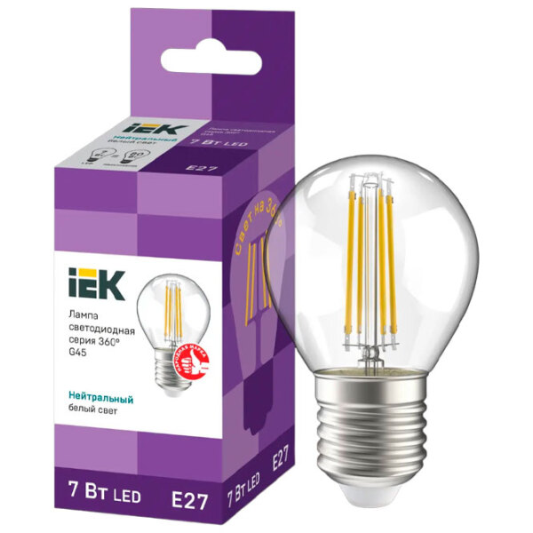 Bec LED cu filament IEK G45 LLF-G45-7-230-40-E27-CL E27 | 7 W | White photo 3