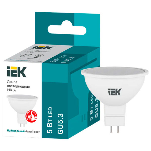 Лампочка светодиодная IEK MR16 LLE-MR16-5-230-40-GU5 GU5.3 | 5 Вт | White photo 3