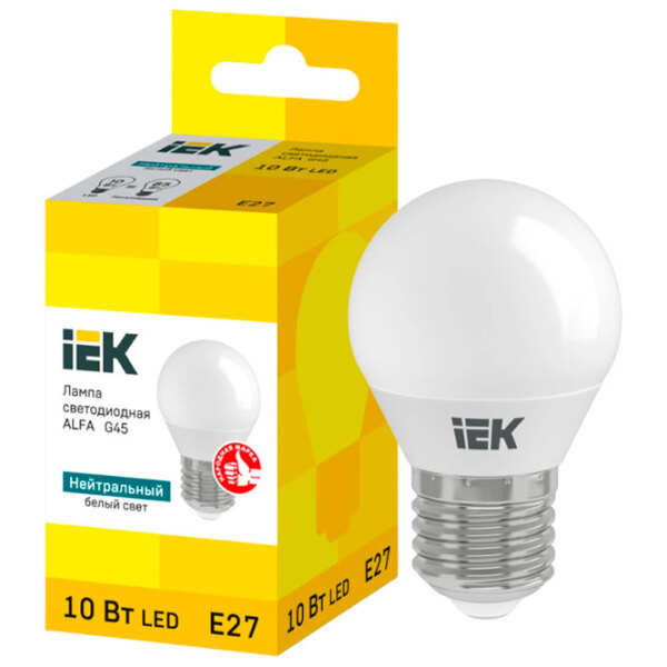 Лампочка светодиодная IEK ALFA G45 LLA-G45-10-230-40-E27 E27 | 10 Вт | White photo 2