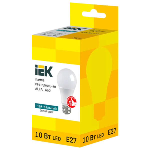 Лампочка светодиодная IEK ALFA A60 LLA-A60-10-230-40-E27 E27 | 10 Вт | White photo 2