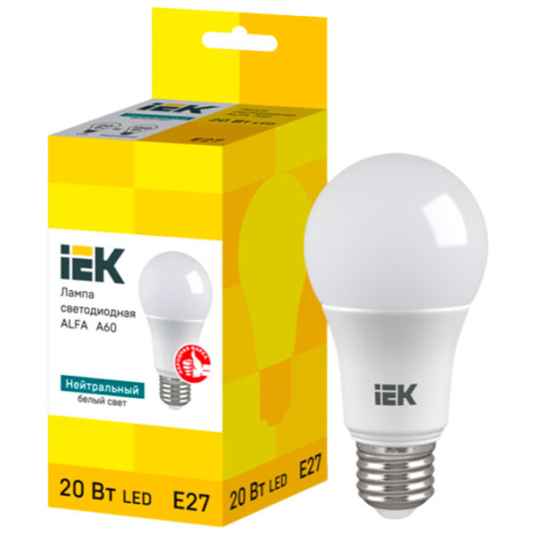 Bec LED IEK ALFA A60 LLA-A60-20-230-40-E27 E27 | 20 W | White photo 2