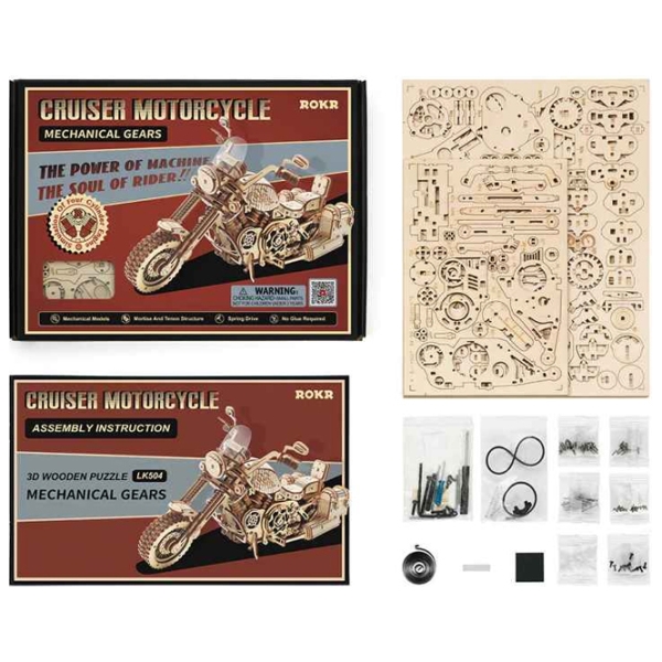 Puzzle 3D ROKR Cruiser Motorcycle (LK504) Numărul de piese: 420, V&acirc;rsta recomandată: 14+ photo 2