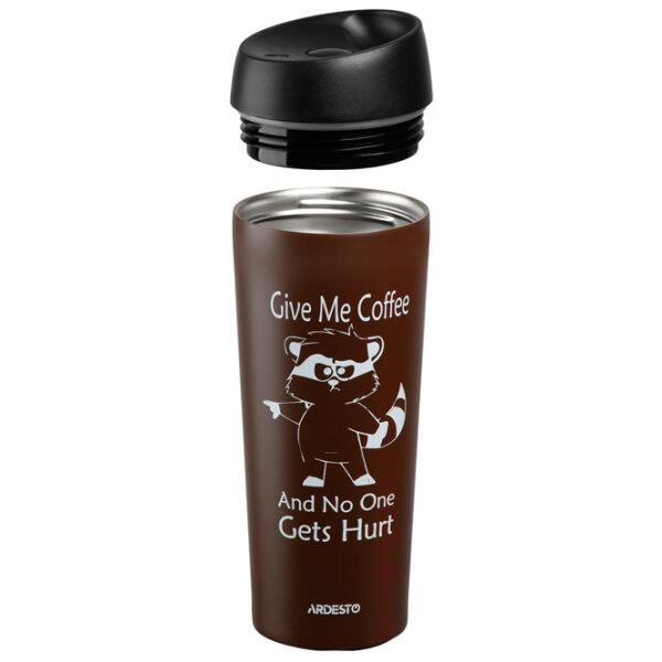 Термокружка Ardesto Coffee Time Raccoon Коричневый 450 мл photo 2