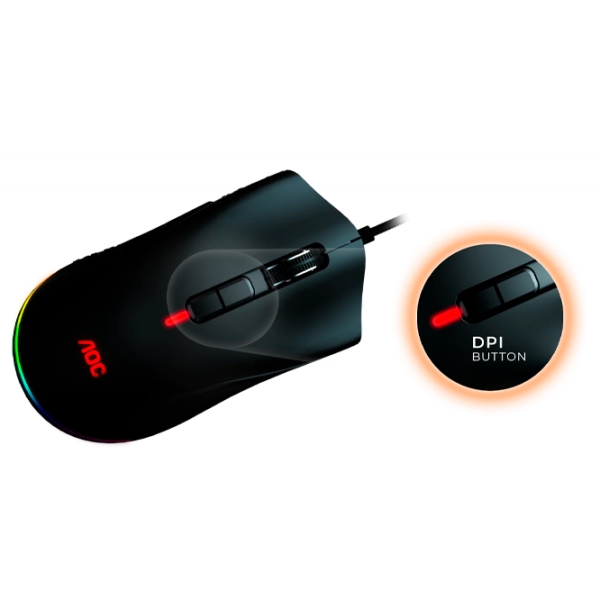 Mouse AOC GM530B Black Cu fir, 16000 dpi photo 5
