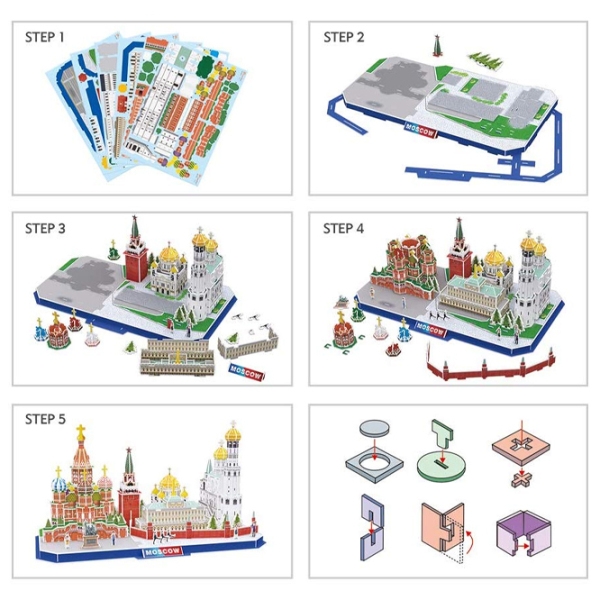 Пазл 3D CubicFun Moscow (MC266h) Количество деталей: 204, Рекомендуемый возраст: 6+ photo 3