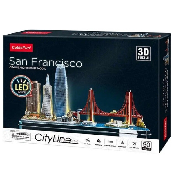 Пазл 3D CubicFun San Francisco LED (L524h) Количество деталей: 90, Рекомендуемый возраст: 6+ photo 2