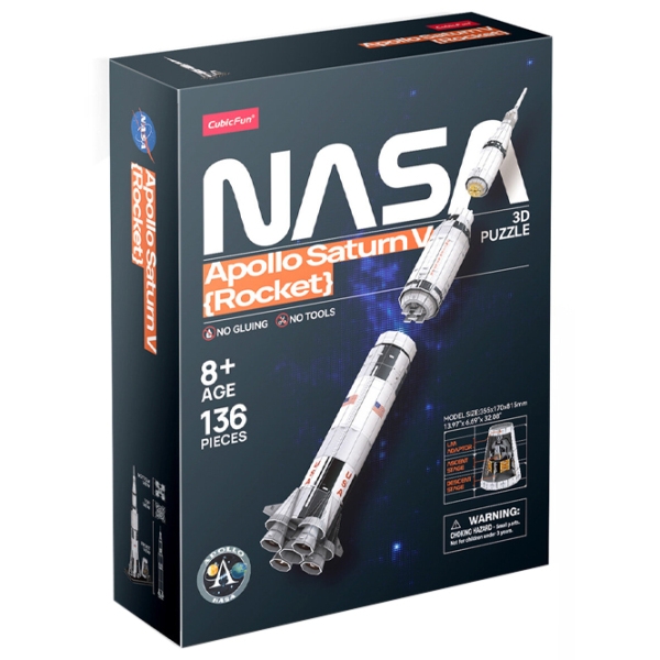 Пазл 3D CubicFun Apollo Saturn V Rocket (DS1059h) Количество деталей: 136, Рекомендуемый возраст: 8+ photo 2