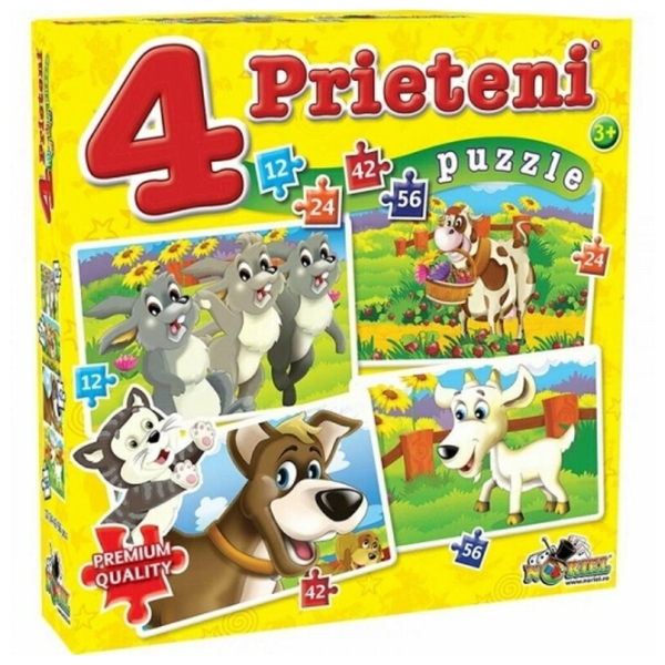 Puzzle 2D Noriel 4 in 1 Prieteni mari (NOR2488) Numărul de piese: 134, V&acirc;rsta recomandată: 3+ photo 1