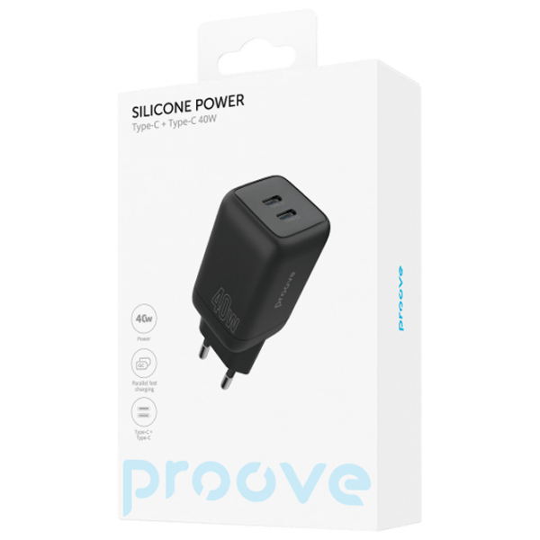 Încărcător de rețea Proove Silicone Power (40 W) Black  / Black photo 5