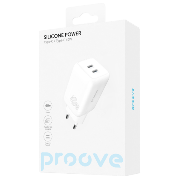 Încărcător de rețea Proove Silicone Power (40 W) White  / White photo 5