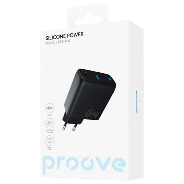 Сетевое зарядное устройство Proove Silicone Power (45 Вт) Черный  / Черный photo 5