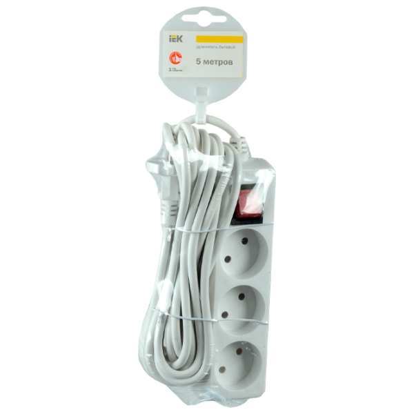 Удлинитель IEK WYP10-06-03-05-K-N 5 м Белый  photo 2