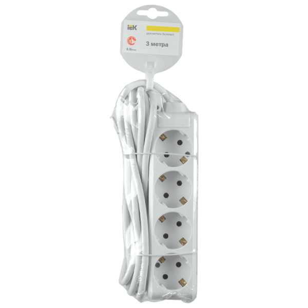 Удлинитель IEK WYP10-16-04-03-Z-N 3 м Белый  photo 2