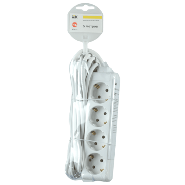 Удлинитель IEK WYP10-16-04-05-Z-N 5 м Белый  photo 2