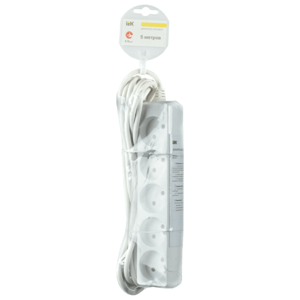 Удлинитель IEK WYP10-06-06-05-N 5 м Белый  photo 2
