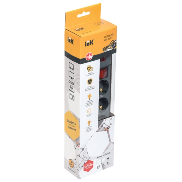 Prelungitor IEK WFP10-16-05-03-ZK-K03 3 m Gray  photo 2