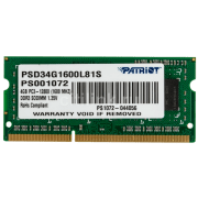 Оперативная память 4 ГБ Patriot Signature Line PSD34G1600L81S SO-DIMM, DDR3, 1600 МГц