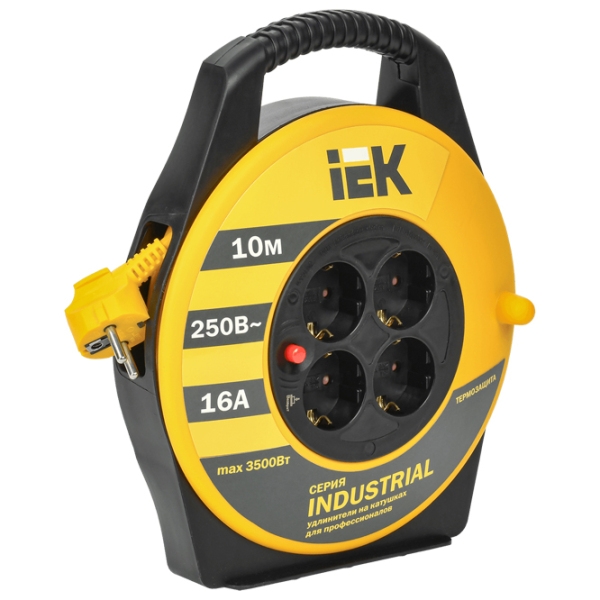 Prelungitor pe tambur IEK WKP15-16-04-10 10 m Yellow  photo 1