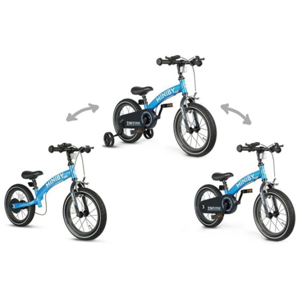 Bicicletă fără pedale Qplay Miniby 14" Blue Black Metal / Pentru copii photo 2