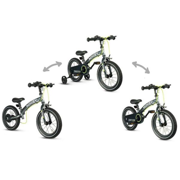 Bicicletă fără pedale Qplay Miniby 14" Gray Black Metal / Pentru copii photo 2
