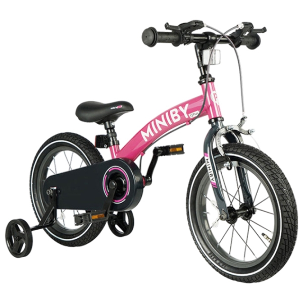 Bicicletă fără pedale Qplay Miniby 14" Pink Black Metal / Pentru copii photo 1
