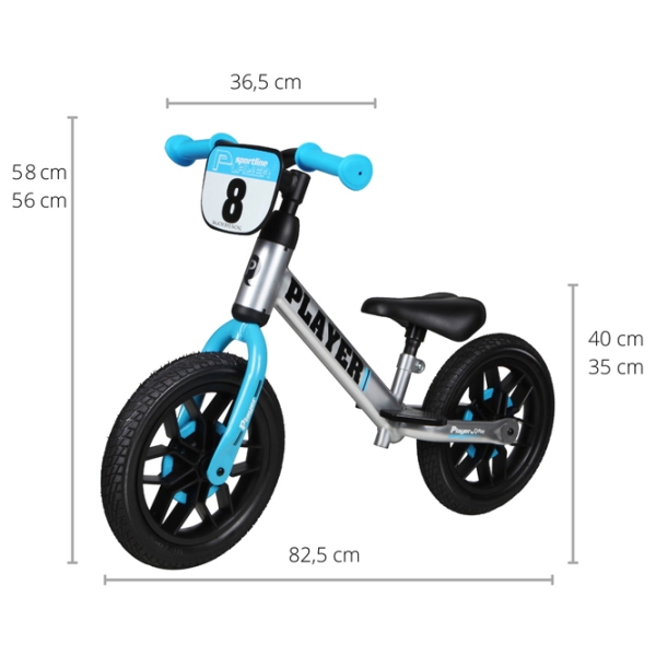 Bicicletă fără pedale Qplay Player 12" Blue Silver Oțel / Pentru copii photo 5