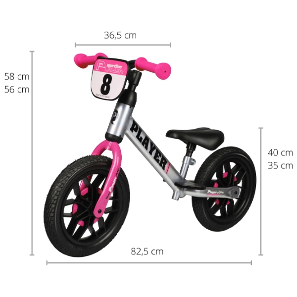 Bicicletă fără pedale Qplay Player 12" Pink Silver Oțel / Pentru copii photo 5