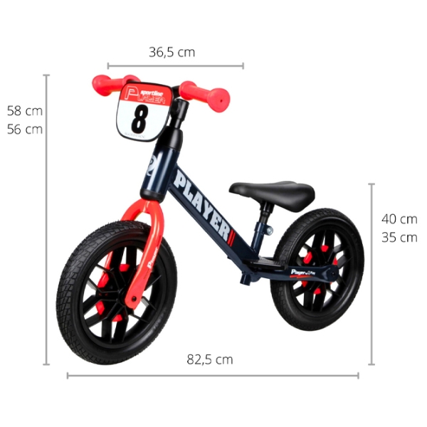 Bicicletă fără pedale Qplay Player 12" Red Black Oțel / Pentru copii photo 6