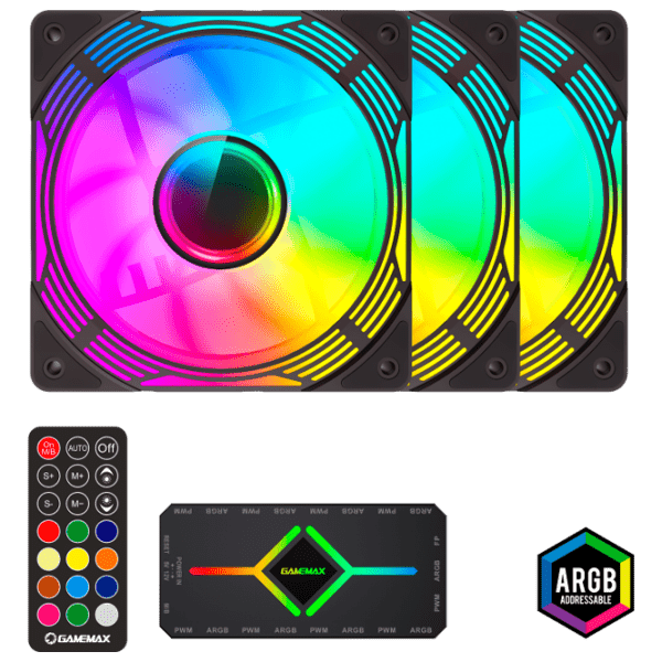 Ventilator de carcasă Gamemax KF300 BK 3xARGB Fan Kit Black  photo 1