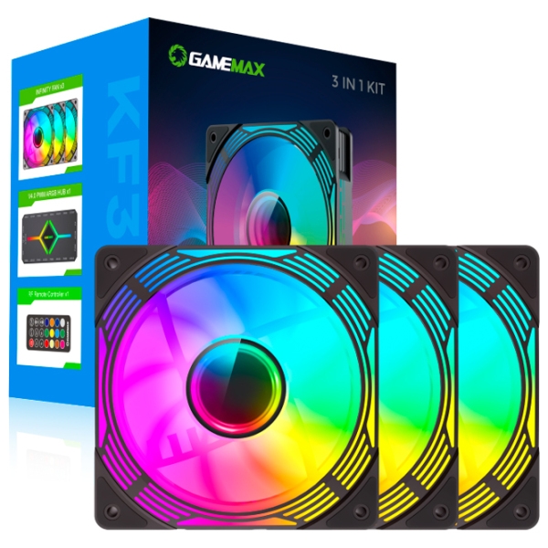 Ventilator de carcasă Gamemax KF300 BK 3xARGB Fan Kit Black  photo 6