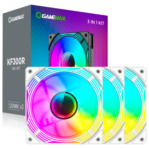 Вентилятор для корпуса Gamemax KF300 WH 3xARGB Fan Kit Белый  photo 4