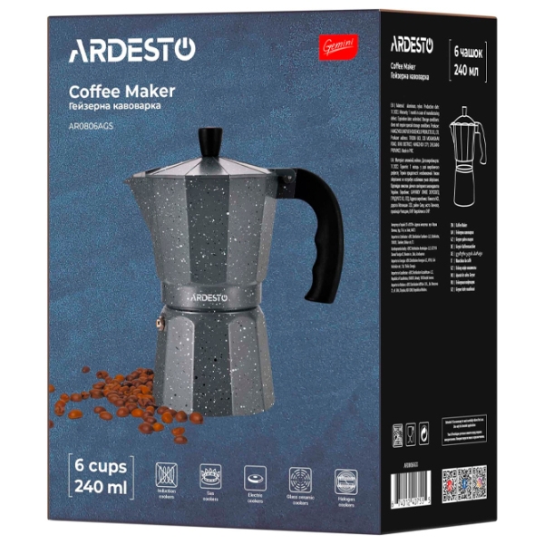 Cafetieră gheizer Ardesto AR0806AGS
Gray 240 ml, Aluminiu photo 6