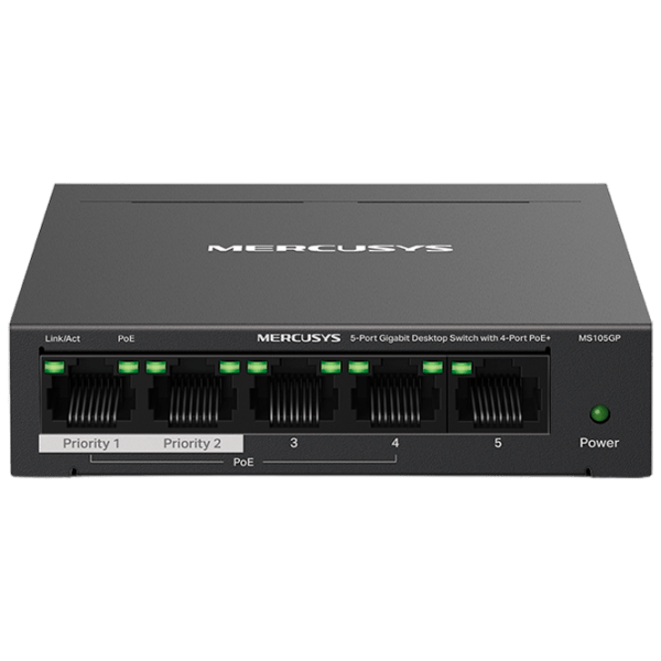 Switch Mercusys MS105GP Black 1 Gbit/ s photo 1