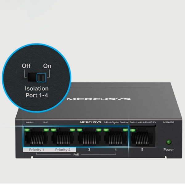 Switch Mercusys MS105GP Black 1 Gbit/ s photo 4