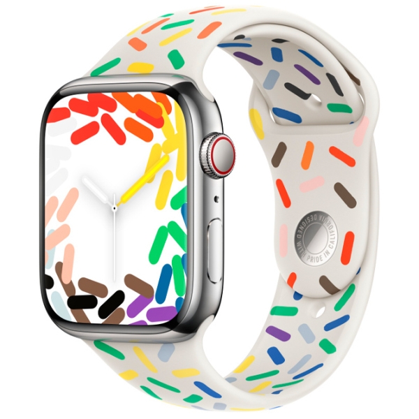 Curelușă Apple Apple Watch 9 Sport Band White Multicolor Fluoroelastomer, 45 mm photo 2