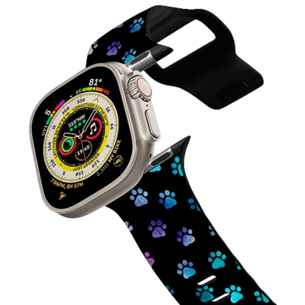 Curelușă Apple Watch Ultra 2 Impact Band Ombre Paw Prints Black Multicolor , 38, 40, 41 mm photo 1