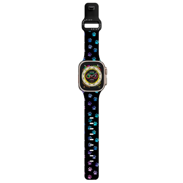 Curelușă Apple Watch Ultra 2 Impact Band Ombre Paw Prints Black Multicolor , 38, 40, 41 mm photo 2