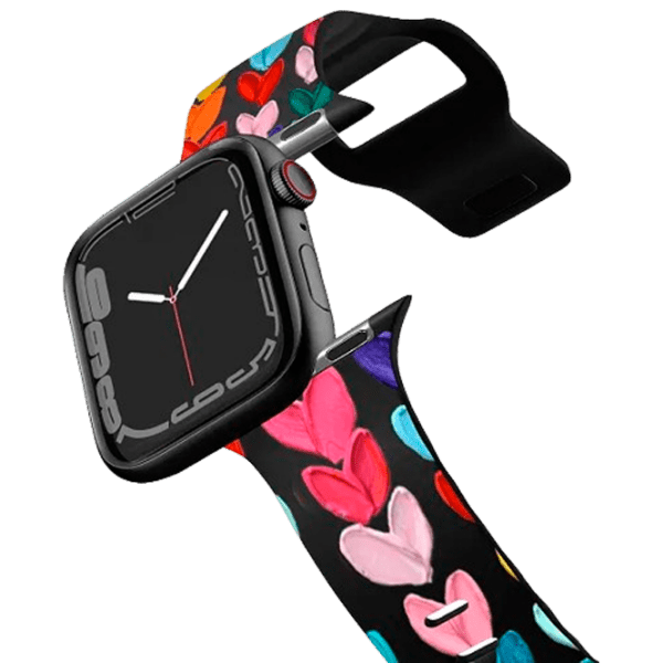 Curelușă Apple Watch Ultra 2 Impact Band Clear Polka Daub Hearts Black Multicolor , 38, 40, 41 mm photo 1