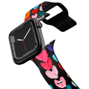 Curelușă Apple Watch Ultra 2 Impact Band Clear Polka Daub Hearts Black Multicolor , 38, 40, 41 mm