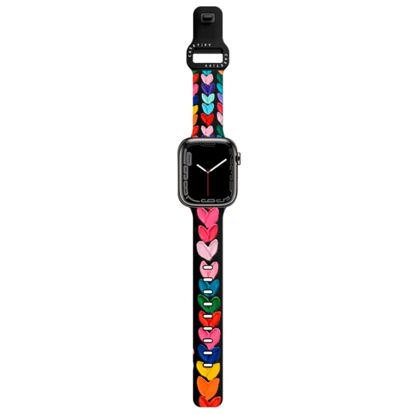 Curelușă Apple Watch Ultra 2 Impact Band Clear Polka Daub Hearts Black Multicolor , 38, 40, 41 mm photo 2
