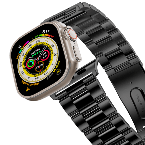 Curelușă Apple Watch Ultra 2 Stainless Steel 3-Link Band Black Oțel inoxidabil, 42, 44, 45, 49 mm photo 1