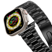 Curelușă Apple Watch Ultra 2 Stainless Steel 3-Link Band Black Oțel inoxidabil, 42, 44, 45, 49 mm